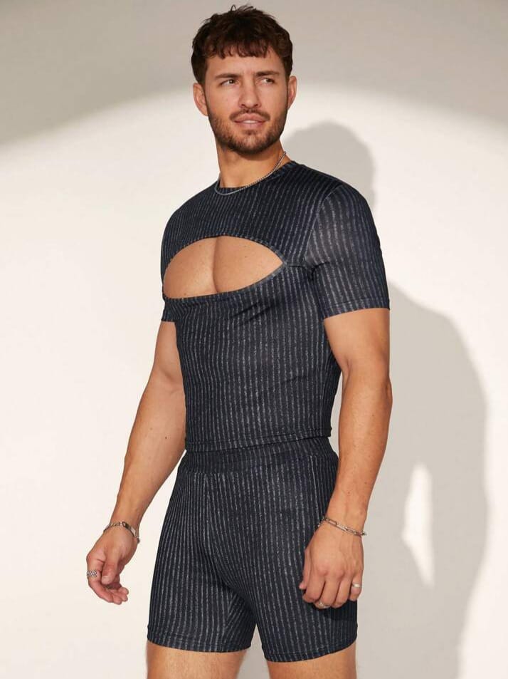 NIGHT-RIDER Men's Digital Printed Tight Crew Neck Sleepwear T-shirt & Short Set